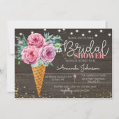 Rustikale Eiscreme Blume Brautdusche Einladung (Vorderseite)