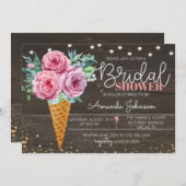 Rustikale Eiscreme Blume Brautdusche Einladung (Vorne/Hinten)