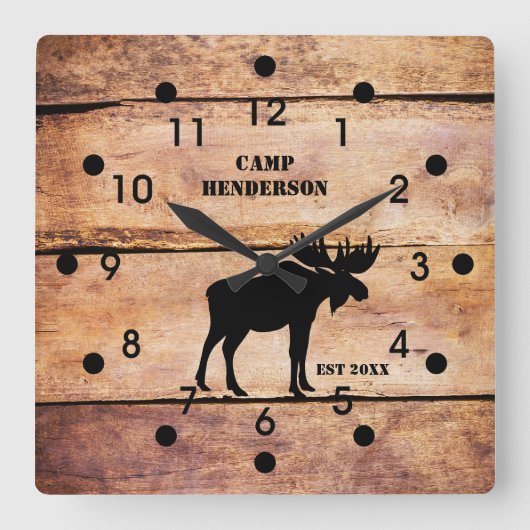 Rustikale Elch Camp Pank Style Akryllische Uhr (Vorderseite)