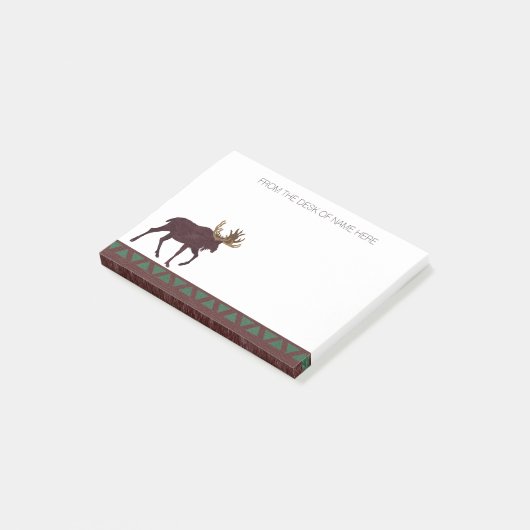 Rustikale Elch Imitate Leder-Look Personalisiert Post-it Klebezettel (angewinkelt)