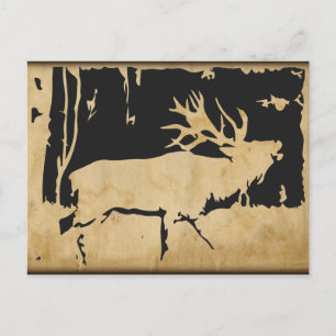 Rustikale Elch-Wildlife-Vintage-Papier-Natur-Jagd Postkarte