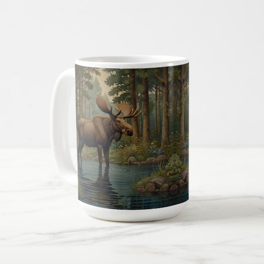 Rustikale Elchbäume, Wälder und Vegetation Kaffeetasse (Vorderseite Links)
