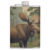 Rustikale Elche bohoboldes Waldgebiet Flachmann (Vorderseite)