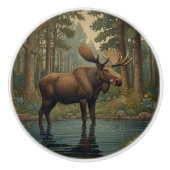 Rustikale Elche bohoboldes Waldgebiet Keramikknauf (Vorderseite)