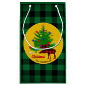 Rustikale Elche, Christbaum, Familienname, Kariert Kleine Geschenktüte (Rückseite)