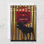 Rustikale Elche, goldene Aspen Bäume und Lichter H Einladung (Vorderseite)