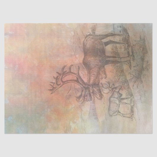 Rustikale Elche Herbstgebirge entmutigen Seidenpapier (Vorderseite)