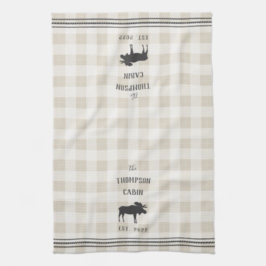 Rustikale Elche Personalisiert Kariert Geschirrtuch (Vertikal)