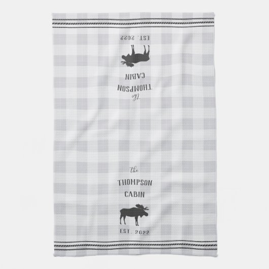 Rustikale Elche Personalisiert Kariert Geschirrtuch (Vertikal)