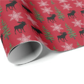 Rustikale Elche Snowflake Pine Tree Weihnachten Ro Geschenkpapier (Rolleneckpunkt)