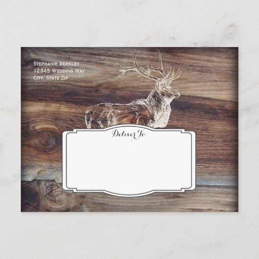 Rustikale Elche Wildtiere Save the Date Postkarten (Rückseite)