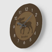 Rustikale Elchenhütte Log Zuhause Wall Clock Große Wanduhr (Winkel)