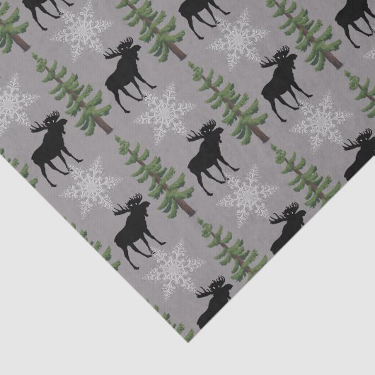 Rustikale Elchsschneeflocke und Pinienbäume Seidenpapier (Ausschnitt)