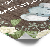 Rustikale Elefant Babydusche Begrüßung Grüne Poster (Ecke)