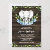 Rustikale Elefant Boy Baby Shower Einladungen (Vorderseite)