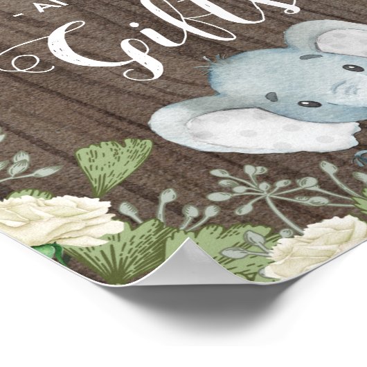 Rustikale Elefantenkarten Geschenke / botanische V Poster (Ecke)