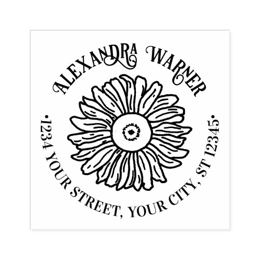 Rustikale Eleganblume #1 Name Rücksendeadresse Gummistempel (Prägung)