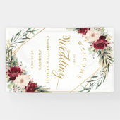 Rustikale Elegance-Blume, goldgeometrisch, Hochzei Banner (Horizontal)