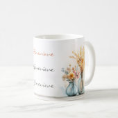 Rustikale Elegance Blumenname Custom Soft Colors Kaffeetasse (VorderseiteRechts)