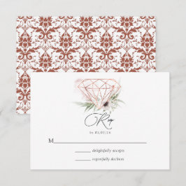 Rustikale Elegance Bronze Geometric Diamond Weddin RSVP Karte