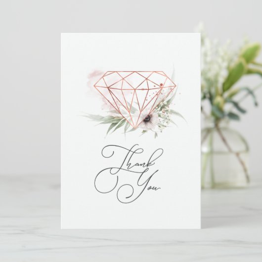 Rustikale Elegance Bronze Geometric Floral Wedding Dankeskarte (Stehend Vorderseite)