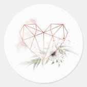Rustikale Elegance Bronze Geometrisches Herz Hochz Runder Aufkleber (Vorderseite)