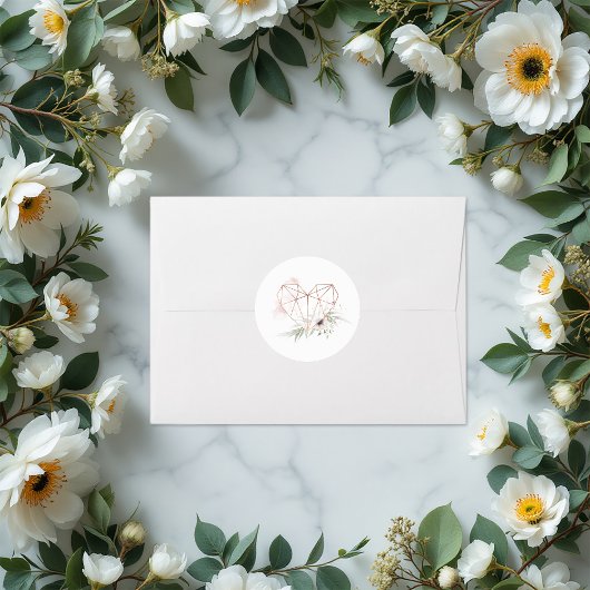 Rustikale Elegance Bronze Geometrisches Herz Hochz Runder Aufkleber