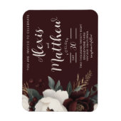 Rustikale Elegance Burgund Blumenhochzeit Magnet (Vertikal)