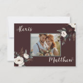 Rustikale Elegance Burgund & Cream RSVP Karte (Rückseite)