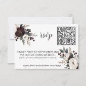 Rustikale Elegance Burgund Floral RSVP Karte (Vorderseite)