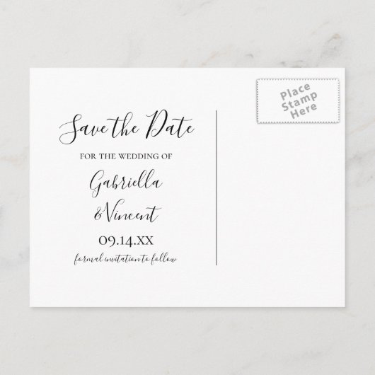 Rustikale Elegance Country-Hochzeit retten Datum Ankündigungspostkarte (Rückseite)