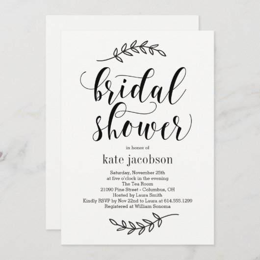 Rustikale Elegance Dusche Einladung (Vorne/Hinten)