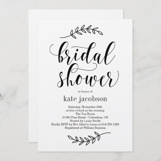 Rustikale Elegance Dusche Einladung (Vorne/Hinten)