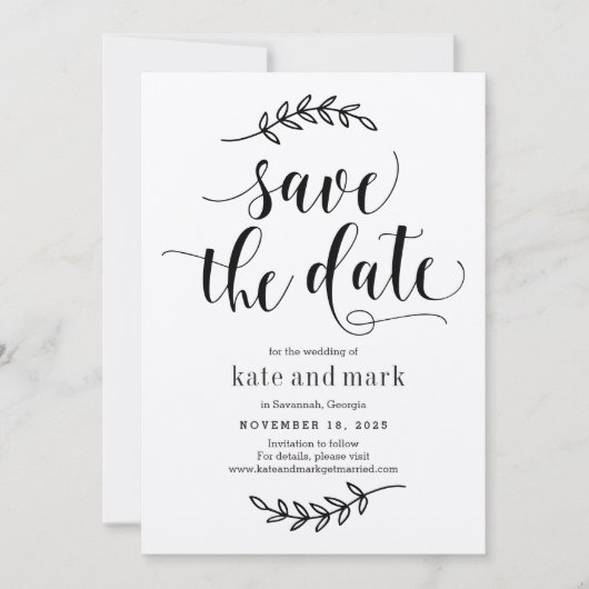Rustikale Elegance EDITABLE FARBE Save the Date Ca Dankeskarte (Vorderseite)