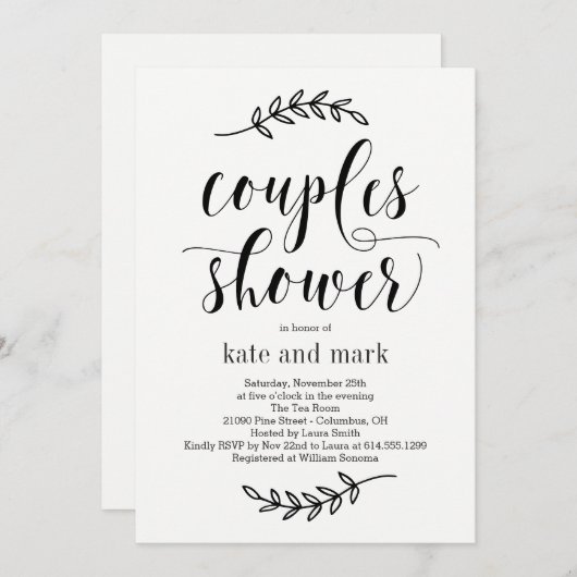 Rustikale Elegance EDITABLE FARBPaare Dusche Einladung (Vorne/Hinten)