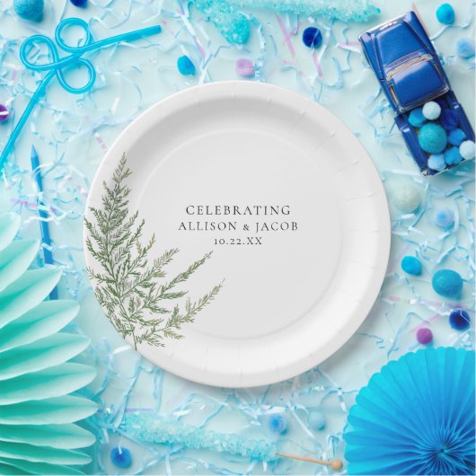 Rustikale Elegance Fern Wedding Pappteller (Party)
