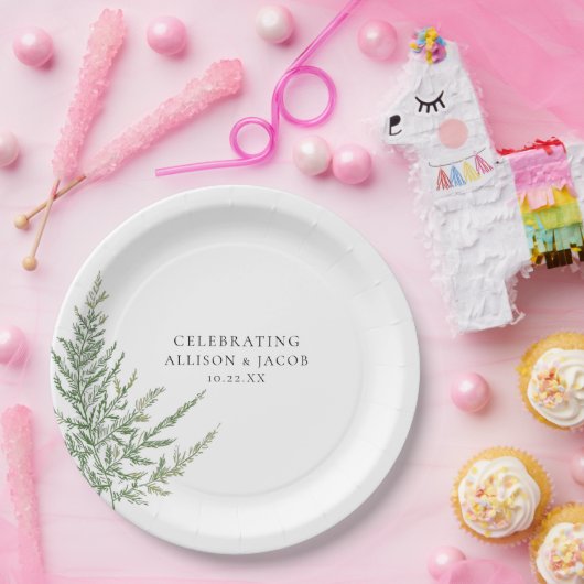 Rustikale Elegance Fern Wedding Pappteller (Party)