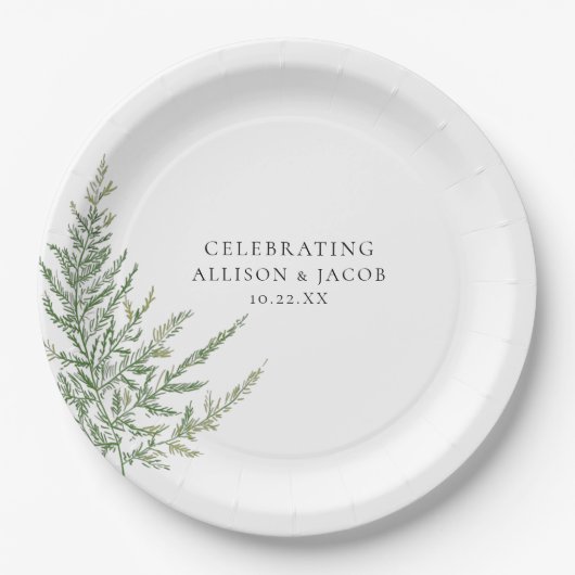 Rustikale Elegance Fern Wedding Pappteller (Vorderseite)