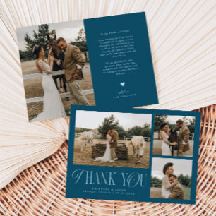 Rustikale Elegance Foto Collage Hochzeit Aquamarin Dankeskarte