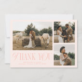 Rustikale Elegance Fotocollage Hochzeit Rosa Rosa Dankeskarte (Vorderseite)