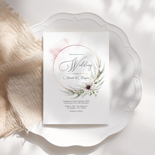 Rustikale Elegance Greenerity & Copper Wedding QR Einladung