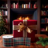 Rustikale Elegance Kariert Cranberry Dk Aquamarin  Ripsband