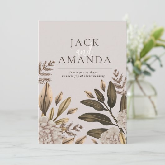 Rustikale Elegance Klassische Hochzeitsfeiern Einladung (Stehend Vorderseite)