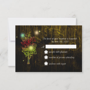 Rustikale Elegance Mocha Brown Country Wedding UAW RSVP Karte