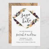 Rustikale Elegance Pine Cone Grüne Save the Date (Vorne/Hinten)