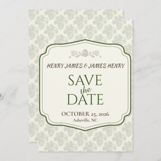 Rustikale Elegance Save The Date (Vorne/Hinten)