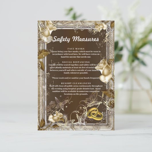 Rustikale Elegance - Sicherheitsmaßnahmen für Weiß Begleitkarte (Stehend Vorderseite)