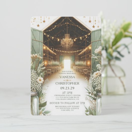 Rustikale Elegance Wedding Probe Einladung (Stehend Vorderseite)