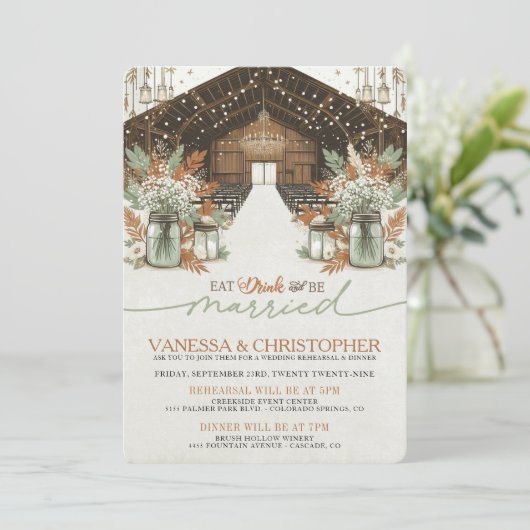 Rustikale Elegance Wedding Probe Einladung (Stehend Vorderseite)