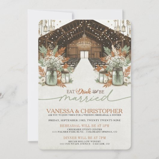 Rustikale Elegance Wedding Probe Einladung (Vorderseite)